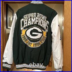 Green Bay Packers VTG NFL Superbowl Champions Varsity Bomber Jacket Size Large