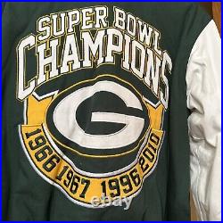 Green Bay Packers VTG NFL Superbowl Champions Varsity Bomber Jacket Size Large
