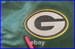 Green Bay Packers VTG Starter Satin Bomber Jacket NFL Patch Quilted XL