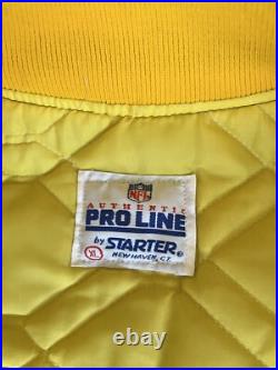 Green Bay Packers VTG Starter Satin Bomber Jacket NFL Patch Quilted XL