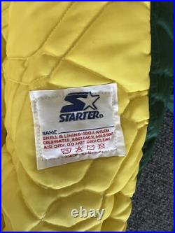 Green Bay Packers VTG Starter Satin Bomber Jacket NFL Patch Quilted XL