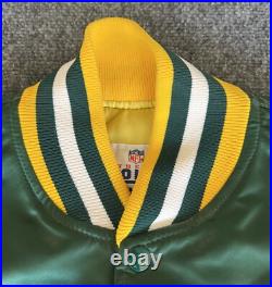 Green Bay Packers VTG Starter Satin Bomber Jacket NFL Patch Quilted XL