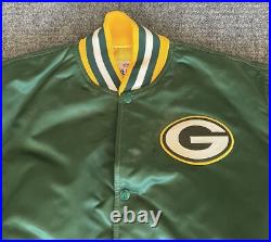 Green Bay Packers VTG Starter Satin Bomber Jacket NFL Patch Quilted XL