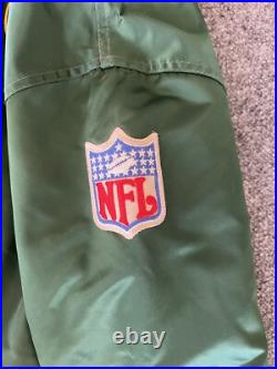 Green Bay Packers VTG Starter Satin Bomber Jacket NFL Patch Quilted XL