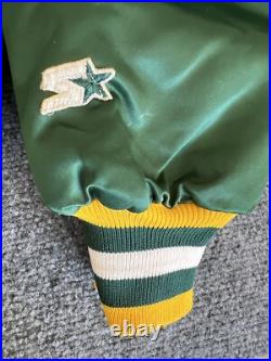 Green Bay Packers VTG Starter Satin Bomber Jacket NFL Patch Quilted XL