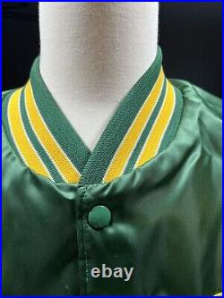 Green Bay Packers Vintage Satin Snap Varsity Jacket Chalk Line Mens Sz Large NFL