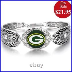Green Bay Packers Women's Sterling Silver Bracelet Football Gift w Gift Pkg D3