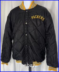 Green Bay Packers Wool Varsity Jacket Reversible Puffer Sz Large NFL Embroidered