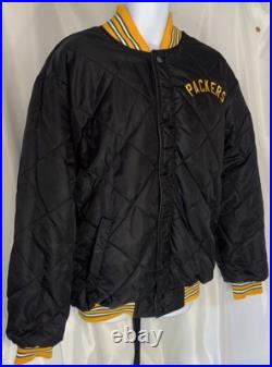 Green Bay Packers Wool Varsity Jacket Reversible Puffer Sz Large NFL Embroidered
