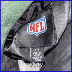 Green Bay Packers Wool Varsity Jacket Reversible Puffer Sz Large NFL Embroidered
