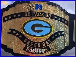 Green Bay Packers championship belt Go Pack Go 2mm Brass Adult Brand New