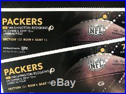 Green Bay Packers v. Washington Redskins 2 More 4th Row tickets on the aisle
