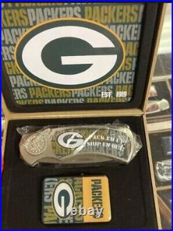 Green bay packers NFL football team logo knife and lighter set nice gift box