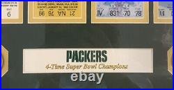 HIGHLAND MINT Green Bay Packers 4-Time Super Bowl Champions Tickets Plaque Box