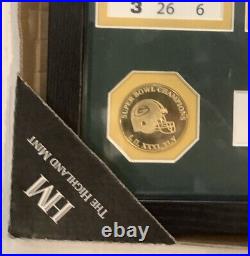 HIGHLAND MINT Green Bay Packers 4-Time Super Bowl Champions Tickets Plaque Box