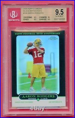 (HIGH SUBS) Aaron Rodgers 2005 Topps Chrome Black Refractors #41/100 BGS 9.5 RC