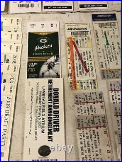 Huge Lot Of Green Bay Packers Ticket Stubs Playoffs Favre Rogers Memorabilia Etc
