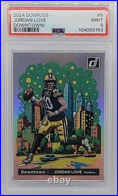 JORDAN LOVE 2024 DONRUSS DOWNTOWN! STANDARD SIZE PSA 9 Green Bay Packers JORDAN LOVE 2024 DONRUSS DOWNTOWN! STANDARD SIZE PSA 9 Green Bay Packers