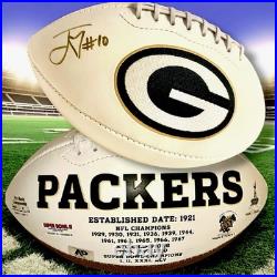 JORDAN LOVE AUTOGRAPHED SIGNED GREEN BAY PACKERS LOGO FS FOOTBALL withAP/COA