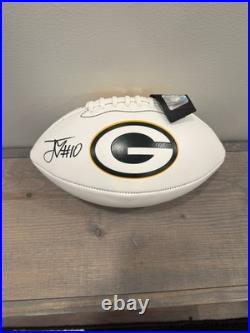 JORDAN LOVE Signed Green Bay Packers Wilson NFL White LOGO Football Proof BAS