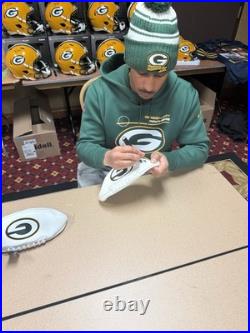 JORDAN LOVE Signed Green Bay Packers Wilson NFL White LOGO Football Proof BAS