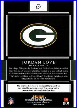 Jordan Love 2020 Panini Impeccable Green RPA Dual Patch Helmet Auto RC 10/10 1/1