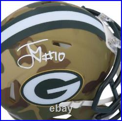 Jordan Love Green Bay Packers Signed Riddell Camo Alternate Speed Mini Helmet