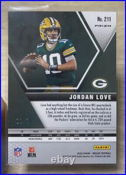 Jordan Love Mosaic Gold Fluorescent /20 Rookie Card Green Bay Packers Panini
