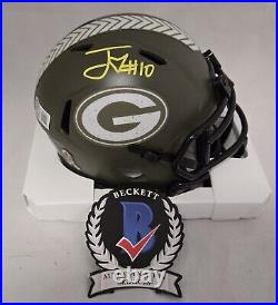 Jordan Love Signed Green Bay Packers Salute To Service Speed Mini Helmet Beckett