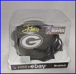 Jordan Love Signed Green Bay Packers Salute To Service Speed Mini Helmet Beckett