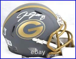 Josh Jacobs Autographed Green Bay Packers Slate Speed Mini Helmet-Beckett W Holo