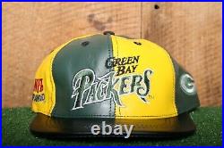Lot of 10 Vintage 90's Green Bay Packers Leather Snap Strap Back Baseball Hats