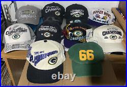 Lot of 10 Vintage New Green Bay Packers Hats Super Bowl Nitschke Champions