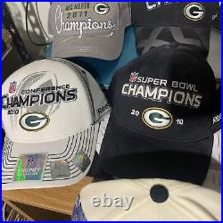 Lot of 10 Vintage New Green Bay Packers Hats Super Bowl Nitschke Champions