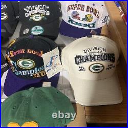 Lot of 10 Vintage New Green Bay Packers Hats Super Bowl Nitschke Champions