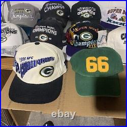 Lot of 10 Vintage New Green Bay Packers Hats Super Bowl Nitschke Champions