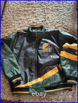 Men's NFL Green Bay Packers Leather Jacket 2XL Green/Black