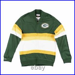 Mens Mitchell & Ness NFL Front Stripe Full Zip Sweater Green Bay Packers