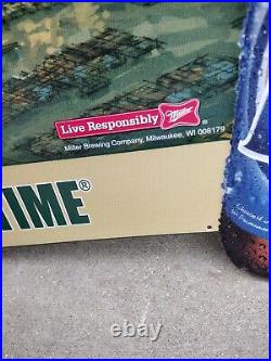 Miller Lite Beer Sign With Green Bay Packers Lambeau Field Football Stadium Rare