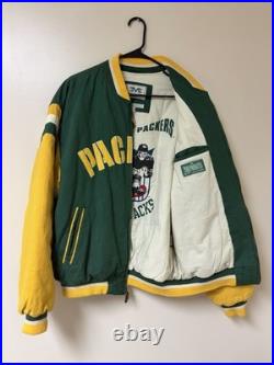 Mirage Green Bay Packers NFL Vintage Throwbacks Jacket Size L Green Yellow White