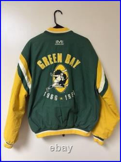 Mirage Green Bay Packers NFL Vintage Throwbacks Jacket Size L Green Yellow White