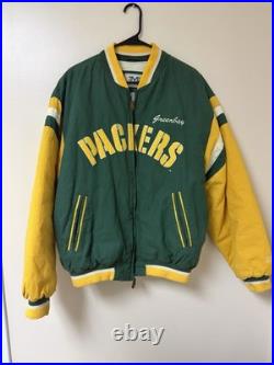 Mirage Green Bay Packers NFL Vintage Throwbacks Jacket Size L Green Yellow White