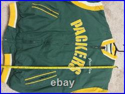 Mirage Green Bay Packers NFL Vintage Throwbacks Jacket Size L Green Yellow White