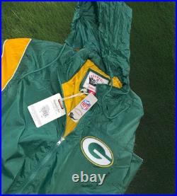 Mitchell & Ness Sideline Jacket Men XL Green Bay Packers Roll Away Hood