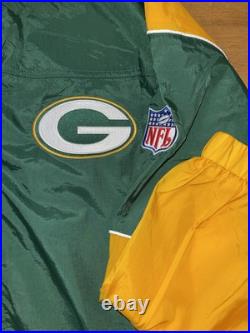 Mitchell & Ness Sideline Jacket Men XL Green Bay Packers Roll Away Hood