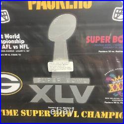 NEW! 19x23 4 Time Green Bay Packers Super Bowl Champion Plaque XLV