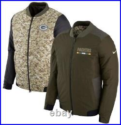 NEW Nike Green Bay Packers Men's NFL Salute to Service Reversible Bomber Jacket