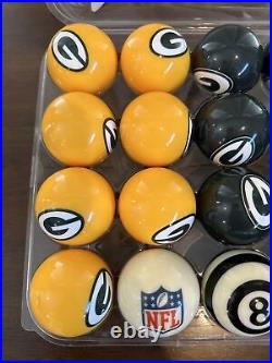 NFL Football Vintage Pool Billiard Ball Set Green Bay Packers Yellow Vs Green