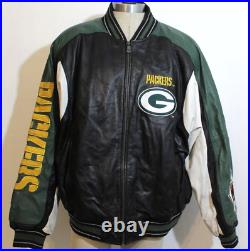 NFL GREEN BAY PACKERS G-111 Carl Banks Size XL Lined Leather Football Jacket