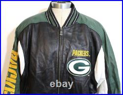NFL GREEN BAY PACKERS G-111 Carl Banks Size XL Lined Leather Football Jacket